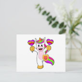 Unicorn met hart briefkaart (Staand voorkant)