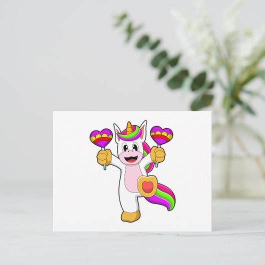 Unicorn met hart briefkaart (Staand voorkant)