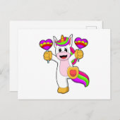 Unicorn met hart briefkaart (Voorkant / Achterkant)