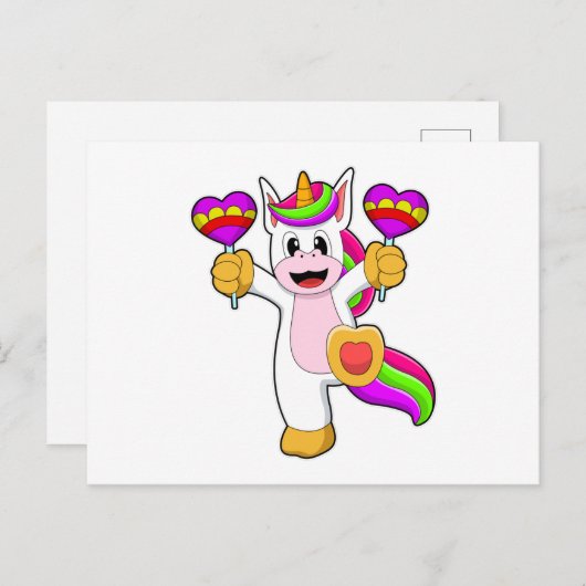 Unicorn met hart briefkaart (Voorkant / Achterkant)