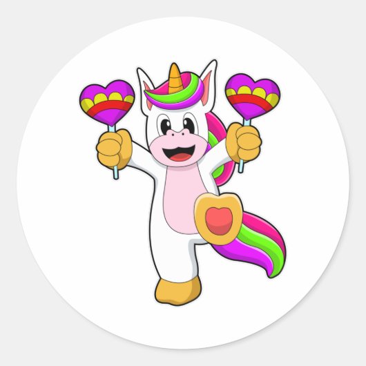 Unicorn met hart ronde sticker (Voorkant)