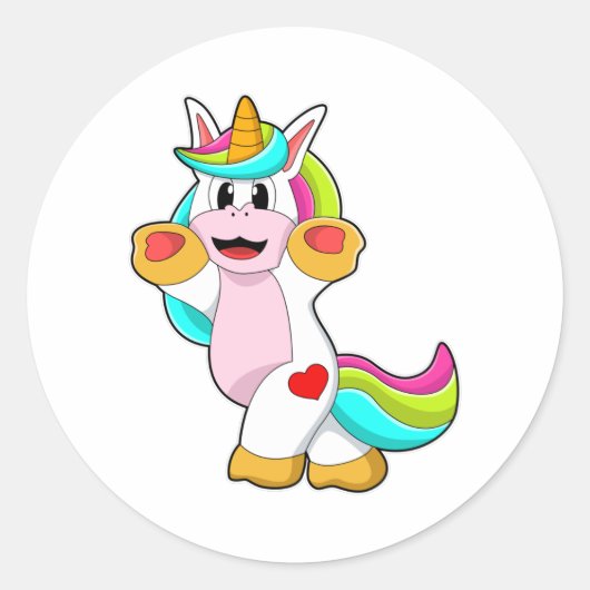 Unicorn met hart Tattoo Ronde Sticker (Voorkant)