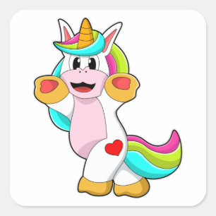 Unicorn met hart Tattoo Vierkante Sticker