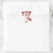 Unicorn met hart vierkante sticker (Tas)