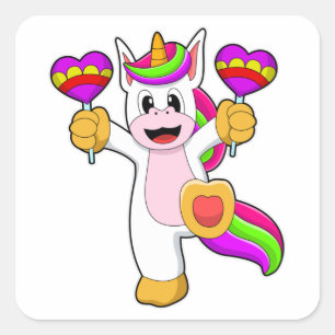 Unicorn met hart vierkante sticker