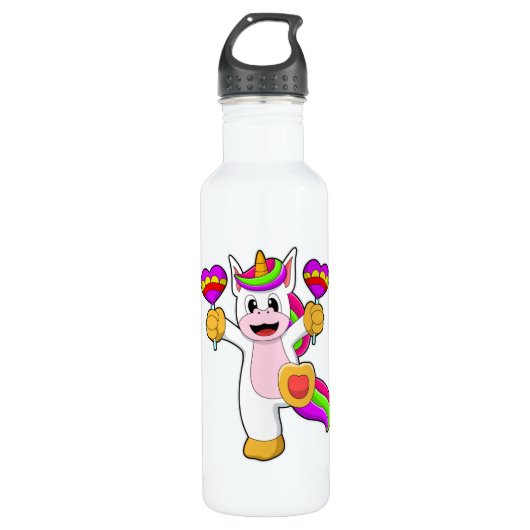 Unicorn met hart waterfles  (Voorkant)