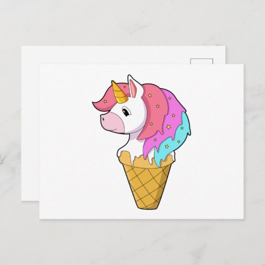 Unicorn met ijs briefkaart (Voorkant / Achterkant)