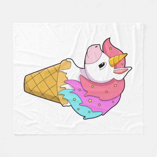 Unicorn met ijs fleece deken (Voorkant (Horizontaal))