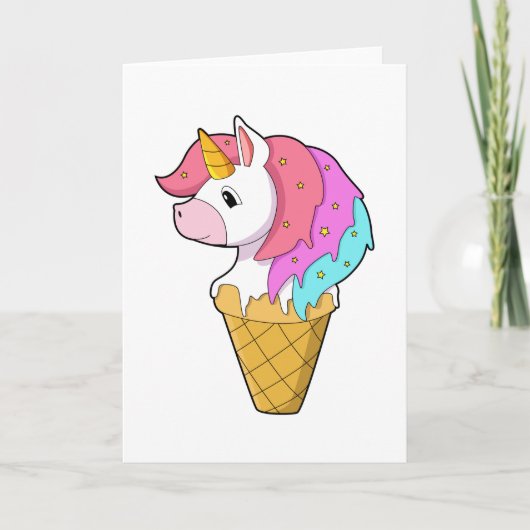 Unicorn met ijs kaart (Voorkant)