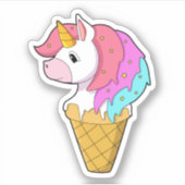Unicorn met ijs sticker (Voorkant)