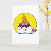 Unicorn met ijscrème kaart (Gele Bloem)