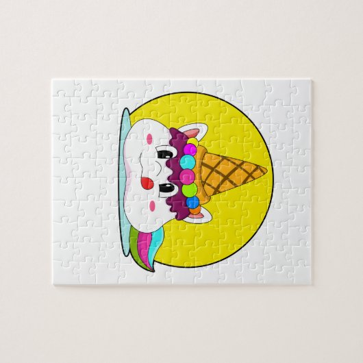 Unicorn met ijscrème legpuzzel (Horizontaal)