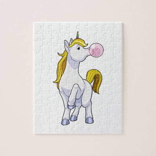 Unicorn met kauwgom legpuzzel (Verticaal)