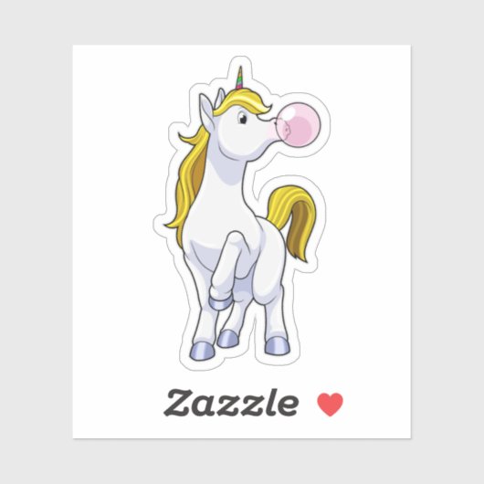 Unicorn met kauwgom sticker (Vel)