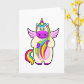 Unicorn met kleurrijke stoelen kaart (Gele Bloem)