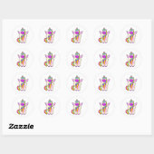 Unicorn met kleurrijke stoelen ronde sticker (Vel)