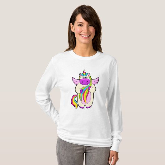 Unicorn met kleurrijke stoelen t-shirt (Voorkant volledig)