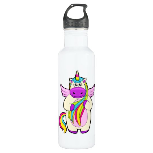 Unicorn met kleurrijke stoelen waterfles  (Voorkant)