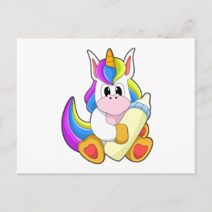 Unicorn met melkfles briefkaart