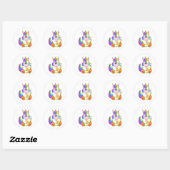 Unicorn met melkfles ronde sticker (Vel)