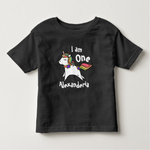 Unicorn met paarse regenboogroze bloemen kinder shirts