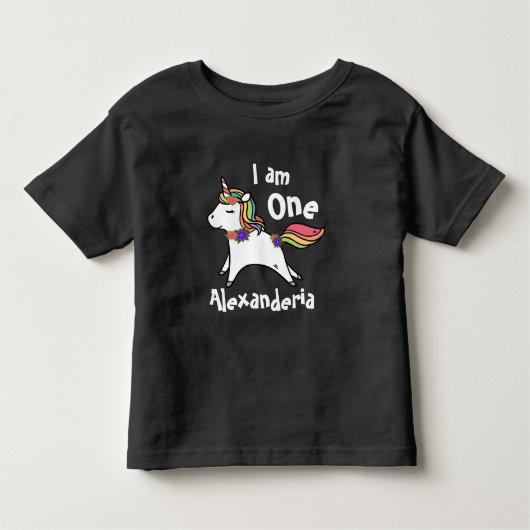 Unicorn met paarse regenboogroze bloemen kinder shirts (Voorkant)