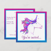 Unicorn met Rainbow Mane Happy Birthday Kaart (Voorkant / Achterkant)