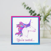 Unicorn met Rainbow Mane Happy Birthday Kaart (Staand voorkant)