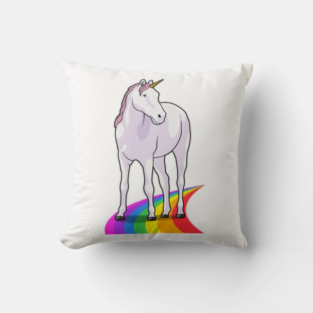 Unicorn met regenboog kussen (Voorkant)