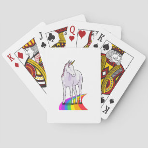 Unicorn met regenboog pokerkaarten