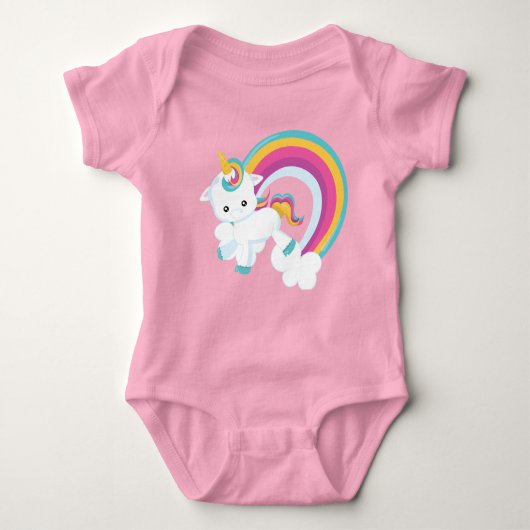 Unicorn met regenboog romper (Voorkant)