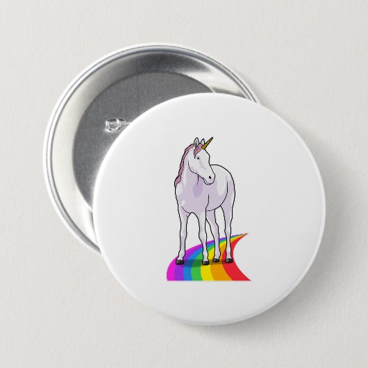 Unicorn met regenboog ronde button 7,6 cm (Voorkant /achterkant)