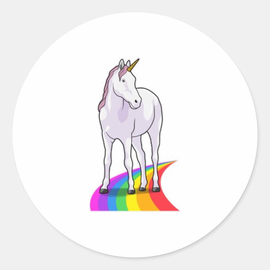 Unicorn met regenboog ronde sticker (Voorkant)