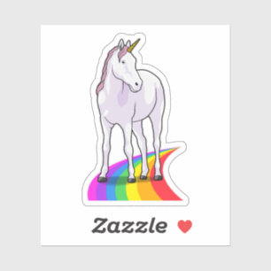 Unicorn met regenboog sticker