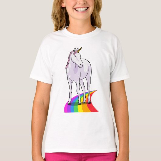 Unicorn met regenboog t-shirt (Voorkant)