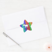 Unicorn met regenbooglitterstrepen ster sticker (Envelop)