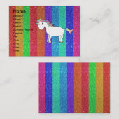 Unicorn met regenbooglitterstrepen visitekaartje (Voorkant / Achterkant)