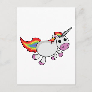 Unicorn met regenboogmane en staart briefkaart