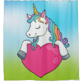 Unicorn met regenboogschotelgordijn douchegordijn (Voorkant)