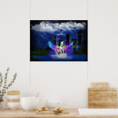 Unicorn met regenboogvleugels poster (Keuken)