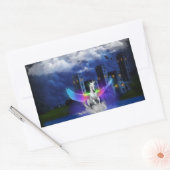 Unicorn met regenboogvleugels rechthoekige sticker (Envelop)