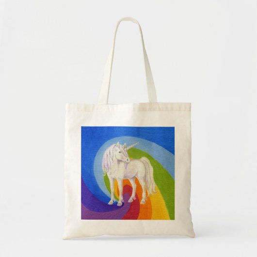 Unicorn met regenboogzak tote bag (Voorkant)