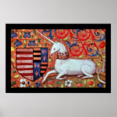 UNICORN MET RODE BLAUWE STROOMMOTIS POSTER (Voorkant)