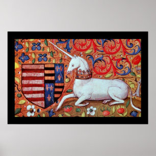 UNICORN MET RODE BLAUWE STROOMMOTIS POSTER