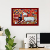 UNICORN MET RODE BLAUWE STROOMMOTIS POSTER (Thuiskantoor)