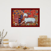 UNICORN MET RODE BLAUWE STROOMMOTIS POSTER (Keuken)