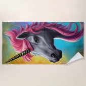 Unicorn met Roze Mane Beach Towel Strandlaken (Voorkant)