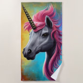 Unicorn met Roze Mane Beach Towel Strandlaken (Voorkant)