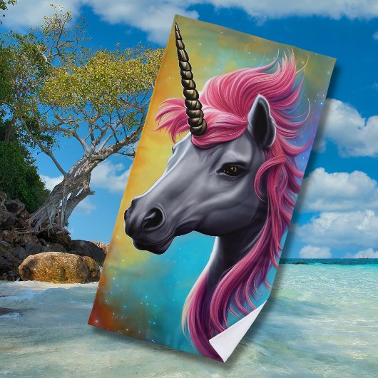 Unicorn met Roze Mane Beach Towel Strandlaken