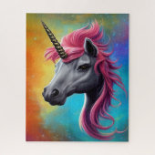Unicorn met roze Mane Jigzaag Legpuzzel (Verticaal)